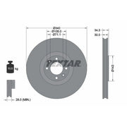 Textar 2 x Vented Front Brake Discs 92256903-x2