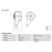 Bosch Car Alternator 12V 0 986 038 841