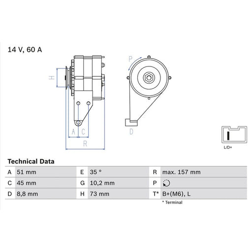 Bosch Car Alternator 12V 0 986 038 841