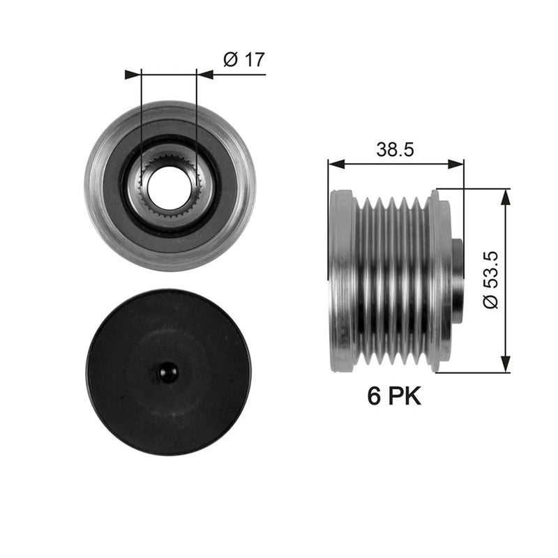 Gates Alternator Overrunning Freewheel Clutch OAP7055