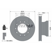 Textar 2 x Internally Vented Rear Brake Discs 93142800-x2