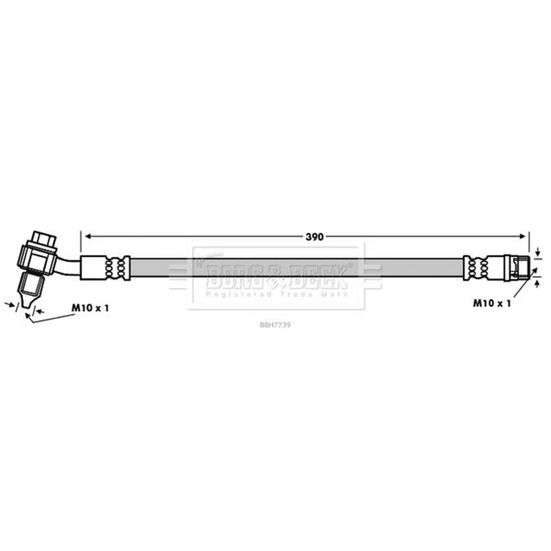 Borg & Beck Brake Hydraulic Hose Line Rear Right BBH7739