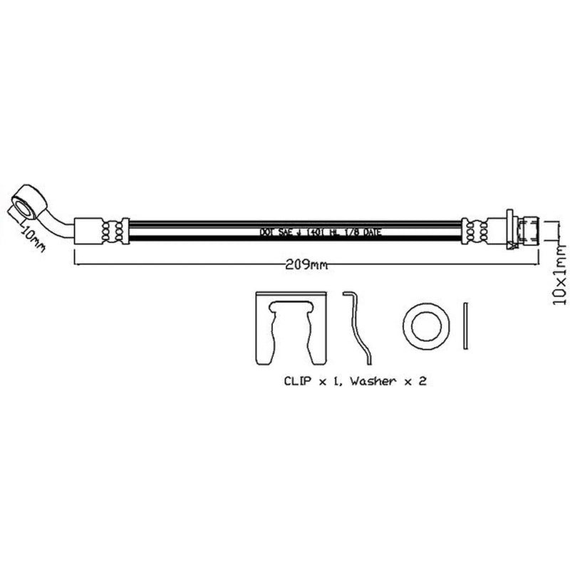 Juratek Brake Hydraulic Hose Line outer JBH1339R