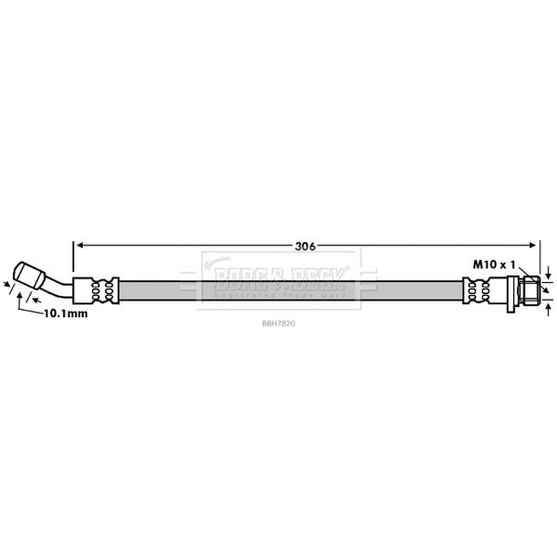 Borg & Beck Brake Hydraulic Hose Line Rear Right BBH7820