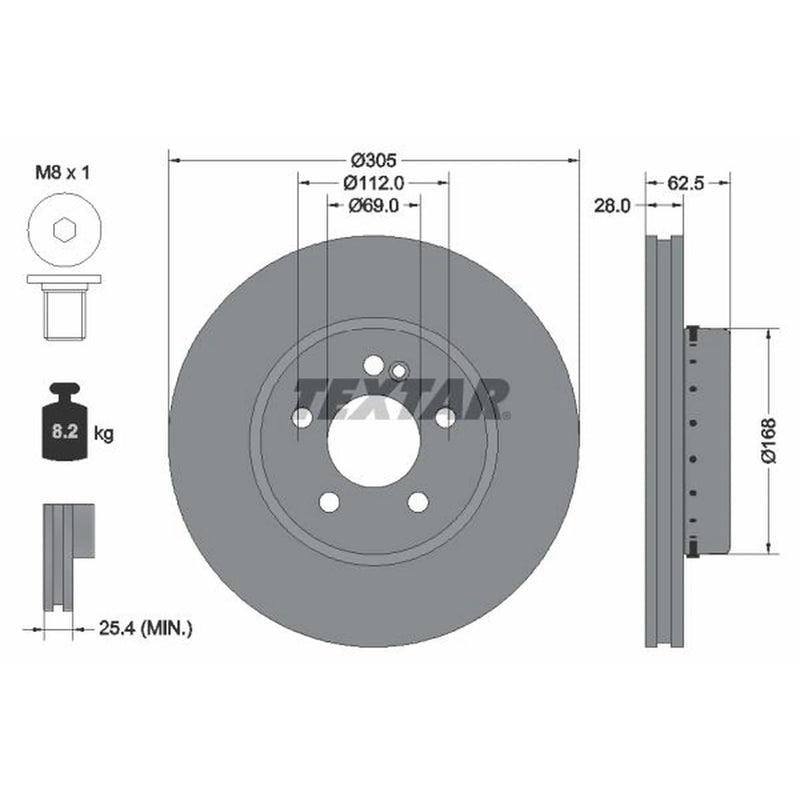 Textar 2 x Two-Piece Front Brake Disc Brake Discs 92357825-x2