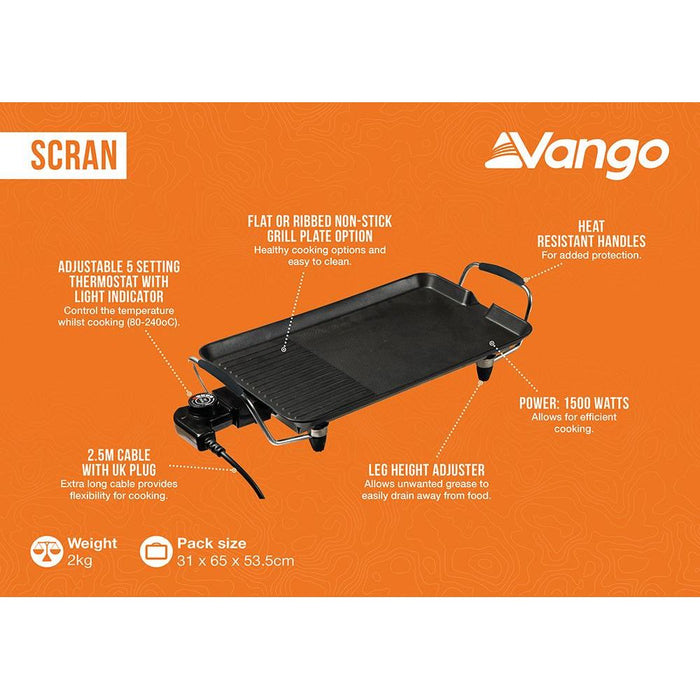 Vango Scran Medium Griddle Plate - Outdoor Camping Non-Stick Cooking Plate - Vango - Van Life Living