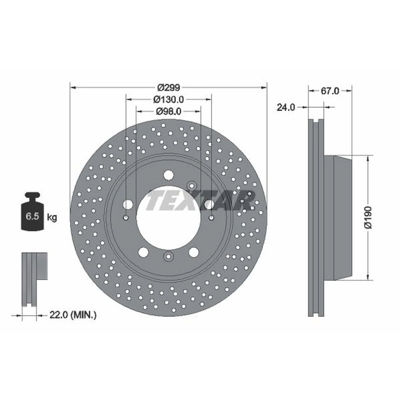 Textar 2 x Perforated Rear Brake Discs 92176705-x2