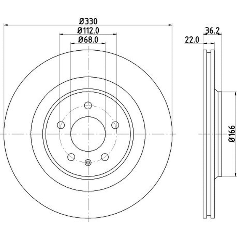 DON 2 x Externally Vented Rear Brake Discs PCD12812-x2