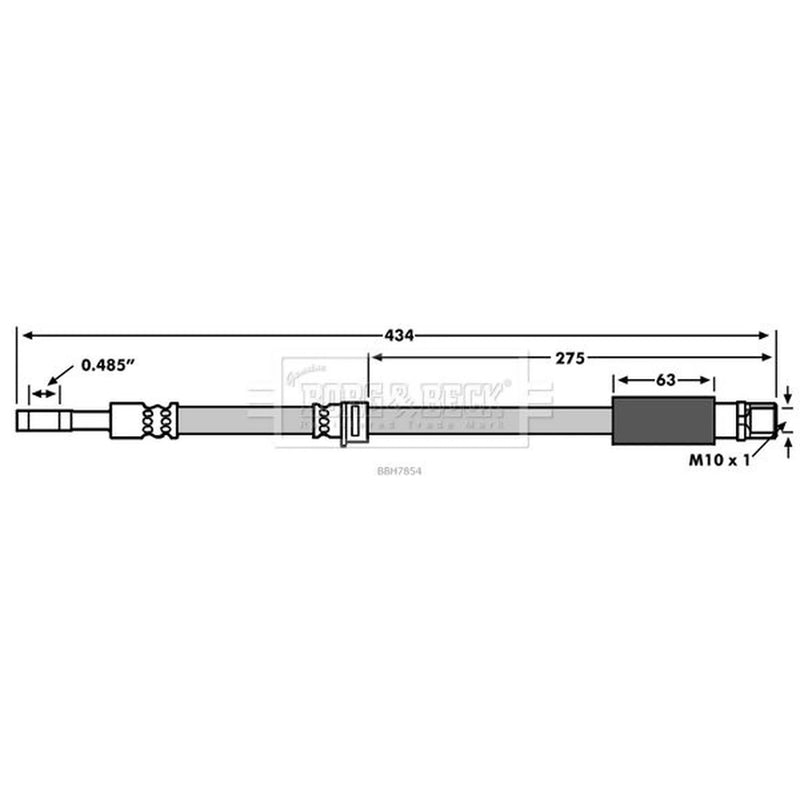 Borg & Beck Brake Hydraulic Hose Line Front Right BBH7854