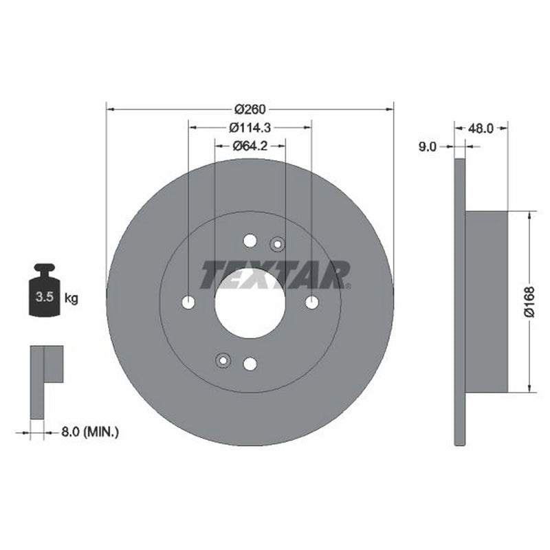 Textar 2 x Solid Rear Brake Discs 92320203