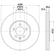 Mintex 2 x Externally Vented Front Brake Discs MDC915-x2