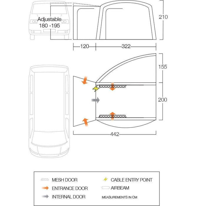 Vango Magra Air VW Drive Away Awning (180 - 210cm) Campervan - Vango - Van Life Living