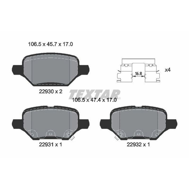 Textar Rear Brake Pad Set 2293001