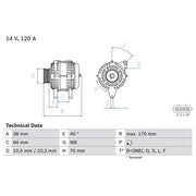 Bosch Car Alternator 12V 0986082720