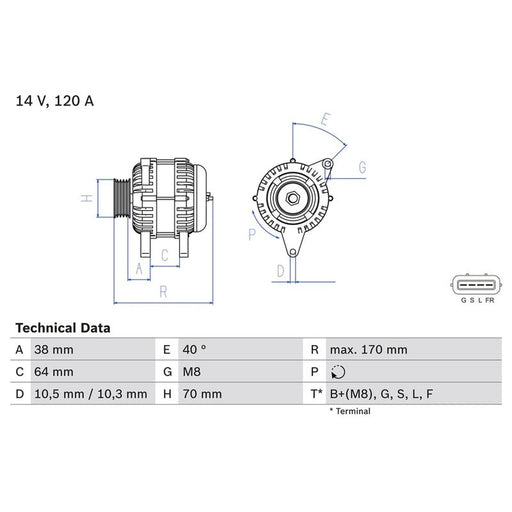 Bosch Car Alternator 12V 0986082720