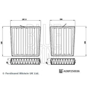 Blue Print Cabin Air Filter Set Wide High ADBP250036
