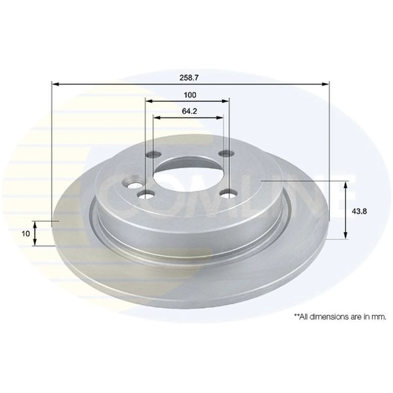 Comline 2 x Solid Rear Brake Discs ADC1714-x2