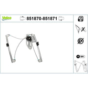 Valeo Electric Window Regulator Lifter Right Front 851871