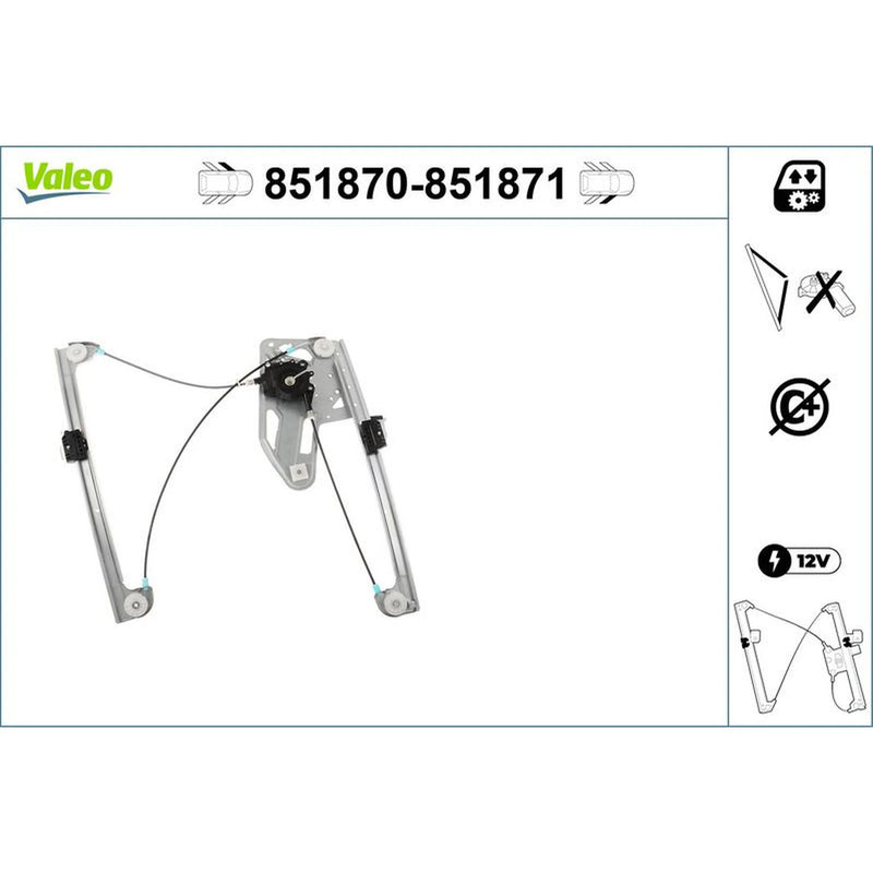 Valeo Electric Window Regulator Lifter Right Front 851871