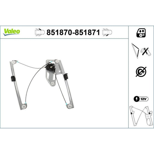 Valeo Electric Window Regulator Lifter Right Front 851871