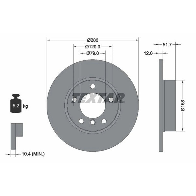 Textar 2 x Solid Front Brake Discs 92055503-x2