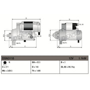 Denso Starter Motor 12V 1.1kW 9 Teeth fits Seat Cordoba 2002-2007 1.4