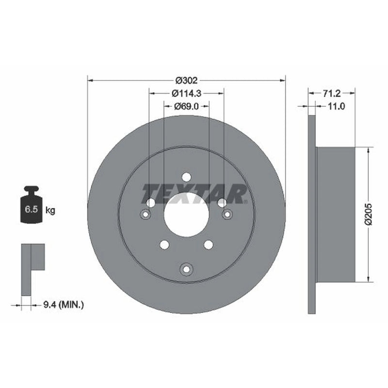 Textar 2 x Solid Rear Brake Discs 92166103-x2