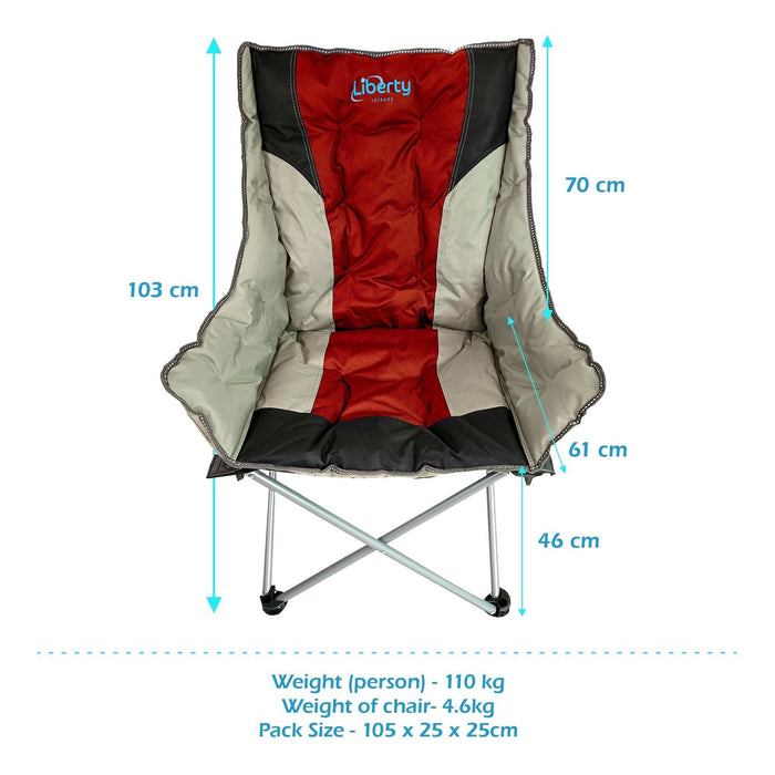 Liberty Red Comfort Camping Chair MDS1203 - Liberty Leisure UK - Van Life Living