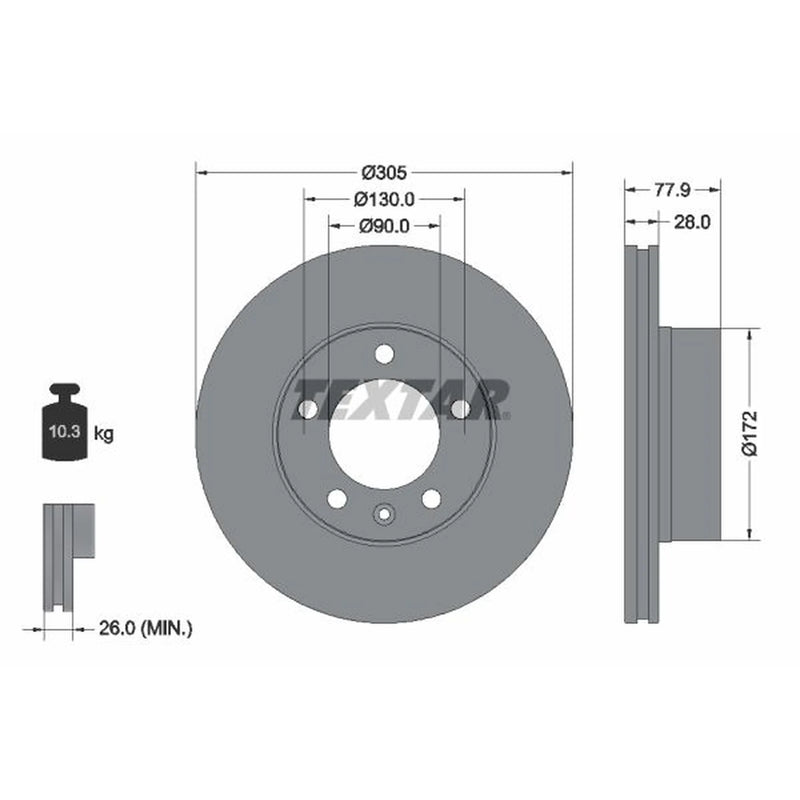 Textar 2 x Vented Front Brake Discs 92115903-x2