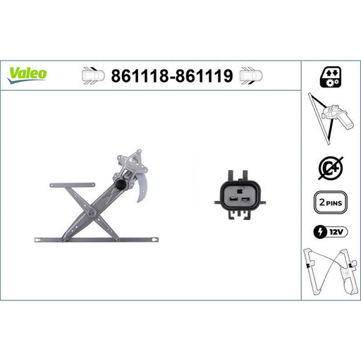 Valeo Electric Window Regulator Lifter Right Front 861119