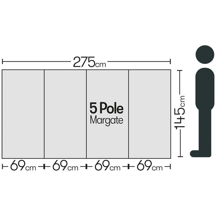 5 Pole Multicoloured Polythene Windbreak 1442 - Quest - Van Life Living