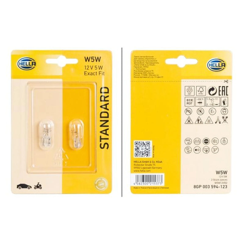 Hella Indicator Turn Signal Bulb W2.1x9.5 12V 5W 8GP 003 594-123