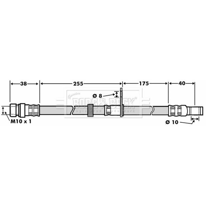 Borg & Beck Brake Hydraulic Hose Line Front Right BBH7498