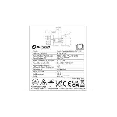 Outwell Arctic Frost 45 45L Compressor Cooler Cool Box -20 C to +20 C 12V 230V - UK Camping And Leisure - Van Life Living