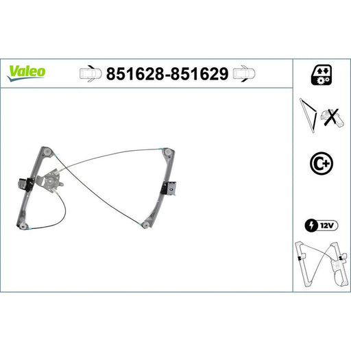 Valeo Electric Window Regulator Lifter Right Front 851629
