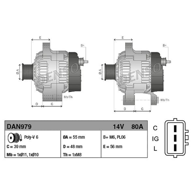 Denso Car Alternator 12V fits Daihatsu Materia 2006 on 1.5