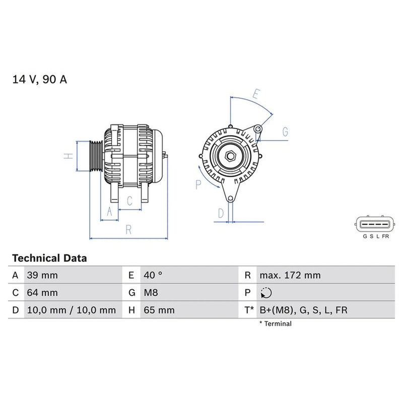 Bosch Car Alternator 12V 0 986 083 630