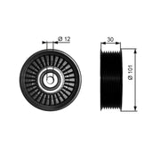 Gates V-Ribbed Belt Deflection/Guide Pulley Upper T36170