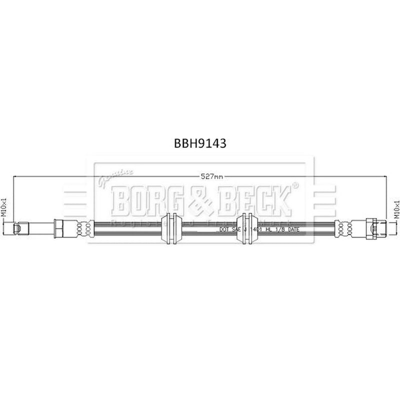 Borg & Beck Brake Hydraulic Hose Line Rear Right BBH9143