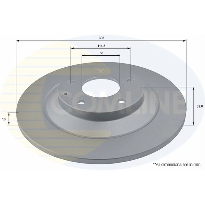 Comline 2 x Solid Rear Brake Discs ADC0475-x2