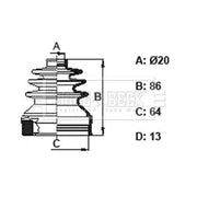 Borg & Beck Drive Shaft Bellow Kit transmission sided BCB6157