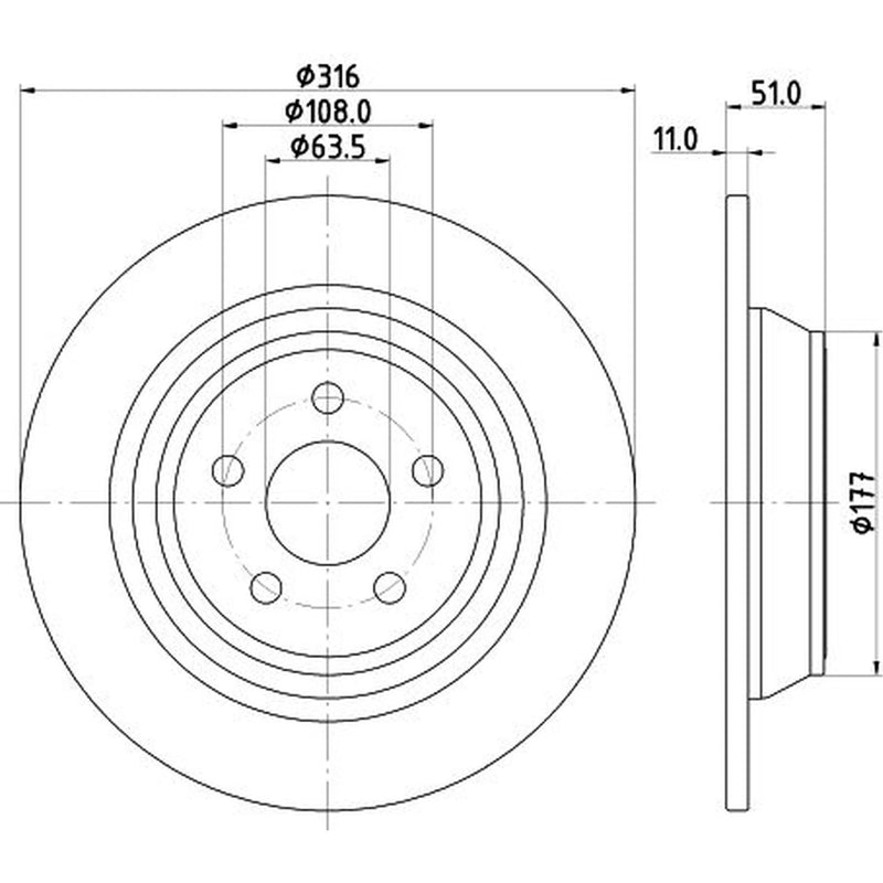 DON 2 x Solid Rear Brake Discs PCD22892-x2