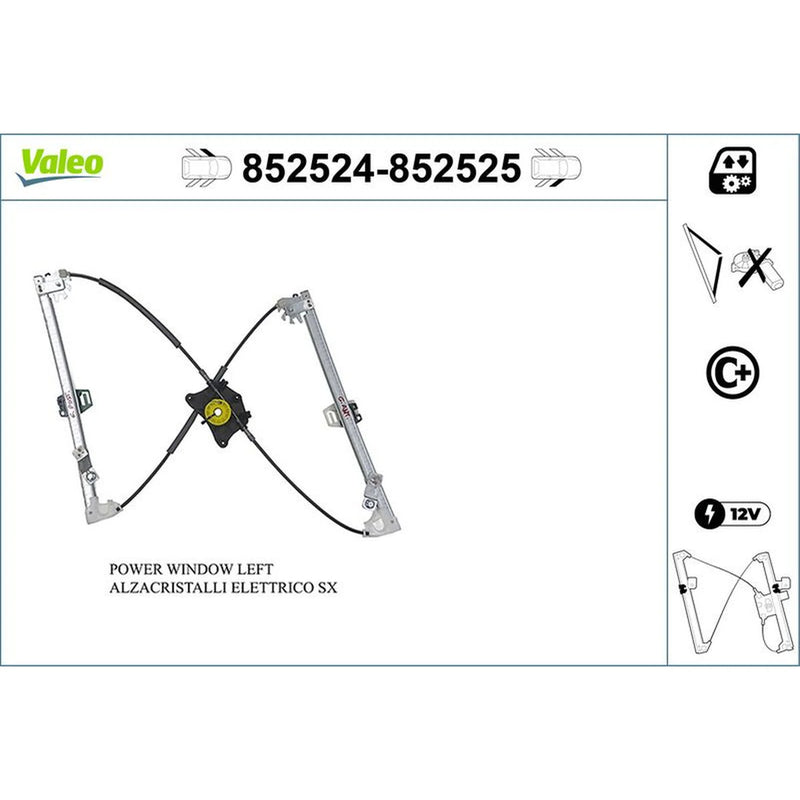 Valeo Electric Window Regulator Lifter Right Front 852525