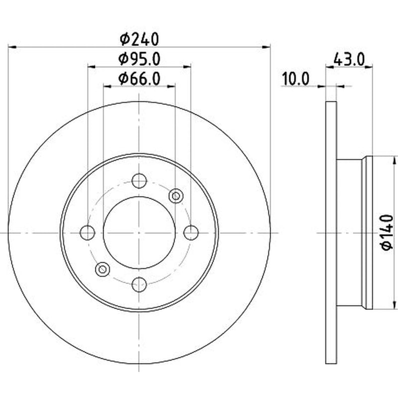 Mintex 2 x Solid Rear Brake Discs MDC1077-x2