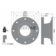 Textar 2 x Internally Vented Rear Brake Discs 93324600-x2