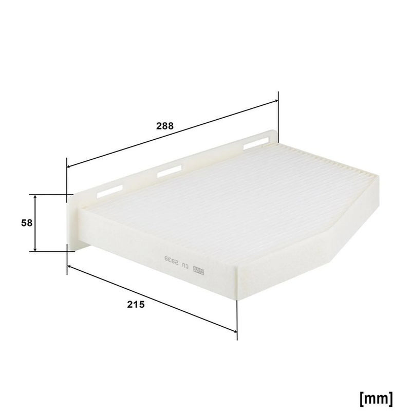 MANN-FILTER Cabin Air Filter (Pollen Filter) below the glove CU 2939