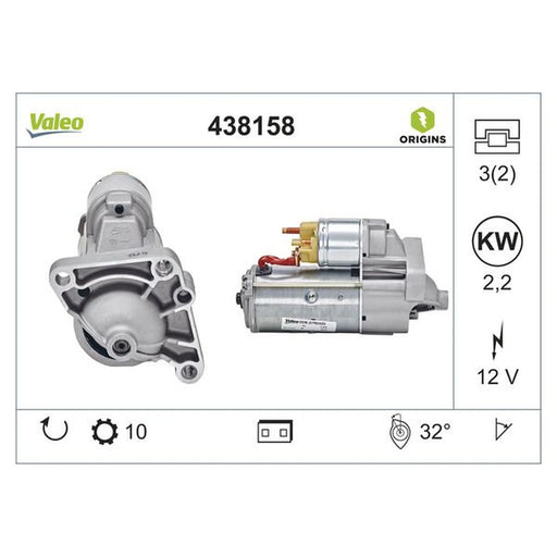 Valeo Starter Motor 12V 2.2kW 10 Teeth 438158