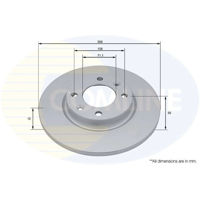 Comline 2 x Solid Rear Brake Discs ADC5085-x2