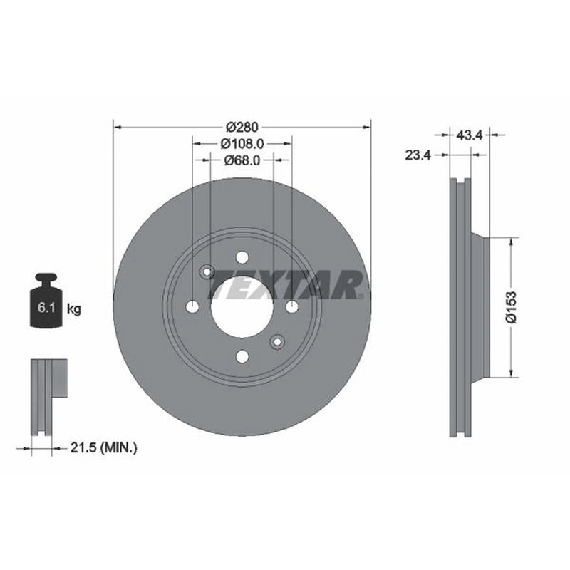 Textar 2 x Vented Front Brake Discs 92048400-x2