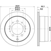 Mintex 2 x Vented Rear Brake Discs MDC1871-x2